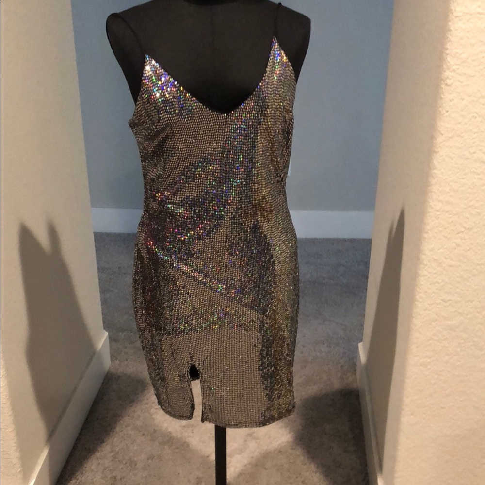 Elegant Silver Sequin Dress